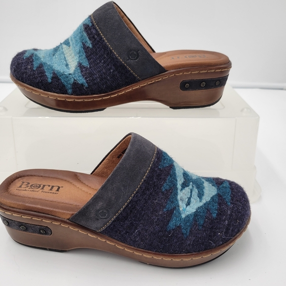 Womans Born Bandy Southwest Blanket Clog Blues Size 6 Leather/Fabric - Picture 4 of 11